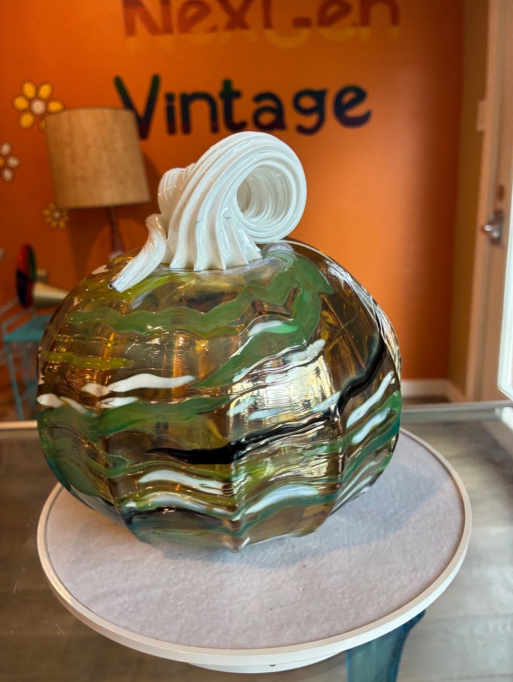 Hand Blown Multicolor Glass Pumpkin by Museum Artist One-of-a-Kind